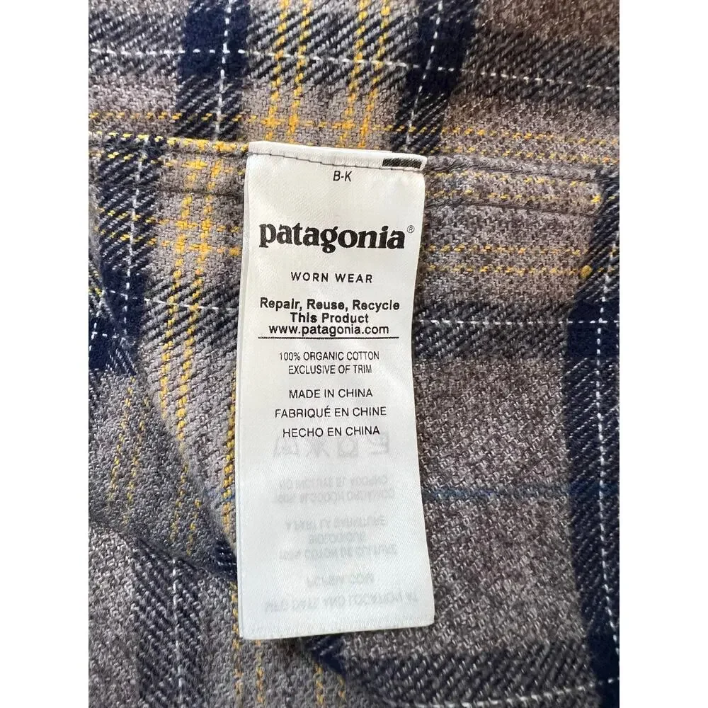 Patagonia Flannel Shirt Mens Large Plaid Organic Cotton Button Up Worn Wear - Picture 5 of 6